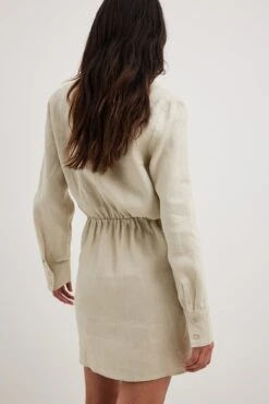 NA-KD Robe Chemise En Lin -Lady Doux Soldes Magasin nakd linen shirt dress 1100 006902 0005 11609
