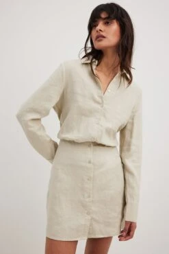 NA-KD Robe Chemise En Lin -Lady Doux Soldes Magasin nakd linen shirt dress 1100 006902 0005 3033