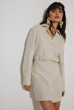 NA-KD Robe Chemise En Lin -Lady Doux Soldes Magasin nakd linen shirt dress 1100 006902 0005 3033 creative