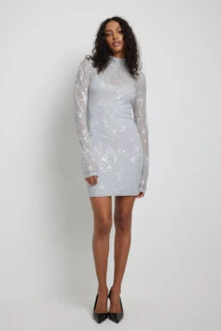 Robe Courte à Manches Longues -Lady Doux Soldes Magasin nakd long sleeve mini dress 1736 000369 0014 9945 2