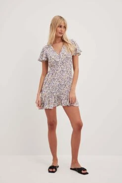 NA-KD Robe Mini Boutonnée à Motifs -Lady Doux Soldes Magasin nakd mini printed buttoned dress 1100 006140 0793 4673