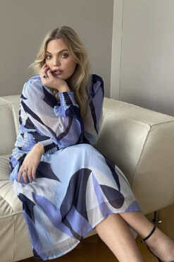 Robe Longue à Manches Ballons Smockées Recyclée 7 Robe Longue à Manches Ballons Smockées Recyclée -Lady Doux Soldes Magasin nakd nakd 1736 000074 026812