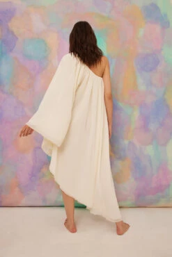 Robe Midi En Mousseline -Lady Doux Soldes Magasin nakd one sleeve chiffon slanted midi dress 1014 001445 0260 2331