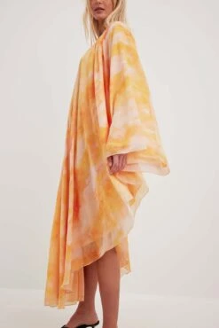 Robe Midi En Mousseline -Lady Doux Soldes Magasin nakd one sleeve chiffon slanted midi dress 1014 001445 7947 4346