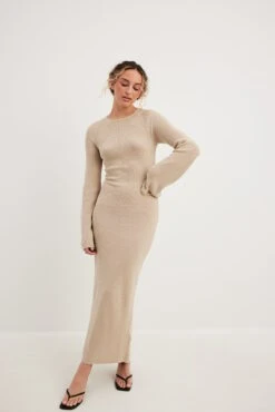 NA-KD Robe Croisée Dos Nu 23 NA-KD Robe Croisée Dos Nu -Lady Doux Soldes Magasin nakd open back lace detail knitted maxi dress 1100 006235 0005 35432 2