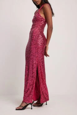 Maxi Robe à Paillettes Dos Ouvert -Lady Doux Soldes Magasin nakd open back sequikn dress 1778 000007 0015 05