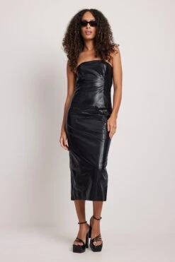 Robe Mi-longue, PU -Lady Doux Soldes Magasin nakd pu patches midi dress 1018 009914 0002 13057