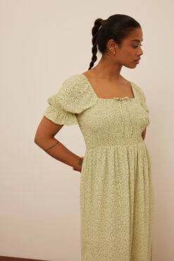 NA-KD Robe Mi-longue -Lady Doux Soldes Magasin nakd puff sleeve midi dress 1100 006144 8424 0802