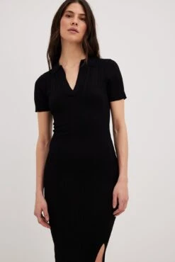 NA-KD Robe Mi-longue En Maille Côtelée à Col -Lady Doux Soldes Magasin nakd rib knitted collar midi dress 1100 007092 0002 17508