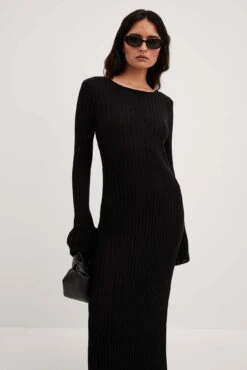 NA-KD Robe Longue En Maille Côtelée à Décolleté Profond Au Dos -Lady Doux Soldes Magasin nakd rib knitted deep back maxi dress 1100 007118 0002 1055 001409 11623