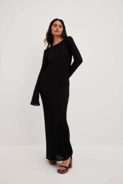 NA-KD Robe Longue En Maille Côtelée à Décolleté Profond Au Dos -Lady Doux Soldes Magasin nakd rib knitted deep back maxi dress 1100 007118 0002 1055 001409 11688