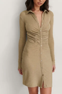 NA-KD Robe à Boutons -Lady Doux Soldes Magasin nakd rouched button detail dress 1018 007581 0005 05g