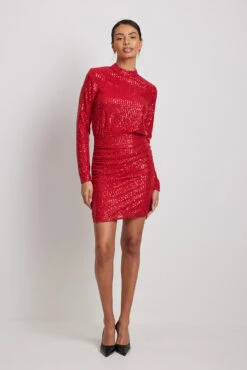 Robe Mini Froncée à Paillettes -Lady Doux Soldes Magasin nakd rouched sequin mini dress 1017 002002 0004 0589