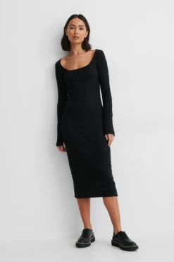 Robe Mini En Maille Côtelée À Col Rond -Lady Doux Soldes Magasin nakd round neck rib dress 1100 003976 0002 02c