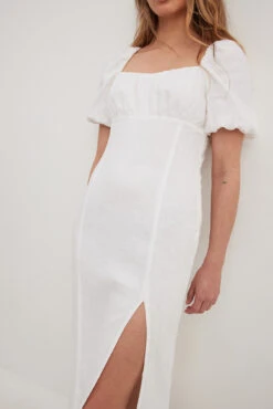 Robe Fendue En Lin à Fronces Sur La Poitrine -Lady Doux Soldes Magasin nakd ruched chest slit linen dress 1014 001558 0001 36478