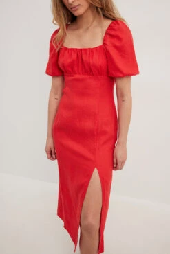 Robe Fendue En Lin à Fronces Sur La Poitrine -Lady Doux Soldes Magasin nakd ruched chest slit linen dress 1014 001558 0004 36420