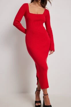 NA-KD Robe Mi-longue Fendue à Encolure Ronde -Lady Doux Soldes Magasin nakd scoop neck midi slit dress 1100 005871 0004 4138