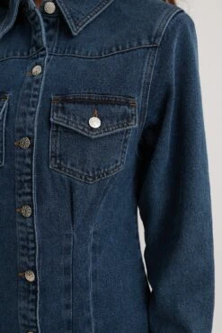 Robe En Jean à épaules Pointues Recyclée -Lady Doux Soldes Magasin nakd sharp shoulder denim dress 1018 007572 0116 05g