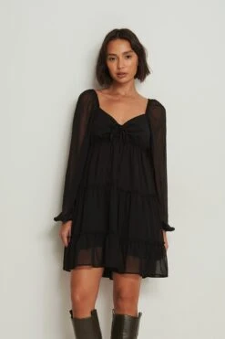 NA-KD Robe Mini Transparente à Empiècement -Lady Doux Soldes Magasin nakd sheer pane mini dress 1100 005128 0002 03a