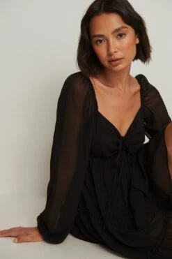 NA-KD Robe Mini Transparente à Empiècement -Lady Doux Soldes Magasin nakd sheer pane mini dress 1100 005128 0002 04g