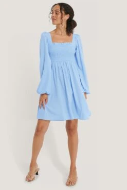 Robe À Encolure Carrée Smockée -Lady Doux Soldes Magasin nakd smocked square neck dress 1014 000897 0047 03c