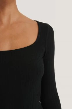 Mini Robe Côtelée -Lady Doux Soldes Magasin nakd square neckline rib dress 1100 003416 0002 05g