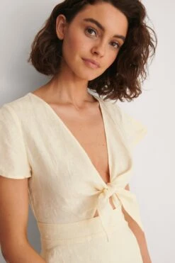 Robe Chemise Nouée Sur Le Devant -Lady Doux Soldes Magasin nakd tie front linen dress 1100 004343 0342 04a 1