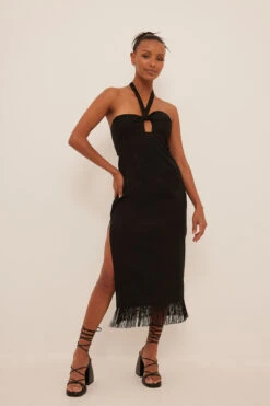 Robe Midi Torsadée -Lady Doux Soldes Magasin nakd twist front midi dress 1018 009417 0002 01c