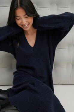 Robe Tricot -Lady Doux Soldes Magasin nakd v neck knitted dress 1711 000058 0018 04g