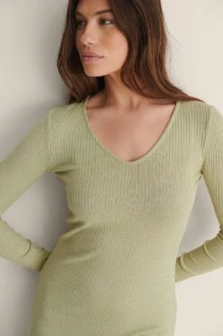 Robe Côtelée Col En V -Lady Doux Soldes Magasin nakd v neck ribbed maxi dress 1100 004227 8909 04g 1