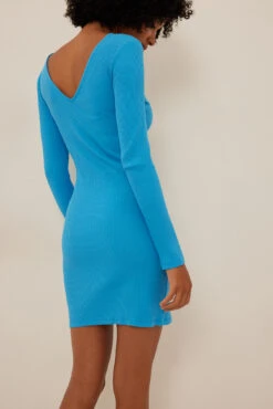Robe Mini à Col En V -Lady Doux Soldes Magasin nakd v neck rib long sleeved mini dress 1100 005925 0003 0169
