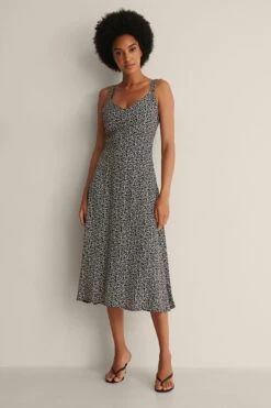 NA-KD Robe Midi Style Vintage -Lady Doux Soldes Magasin nakd vintage look midi dress 1100 005284 1313 01c