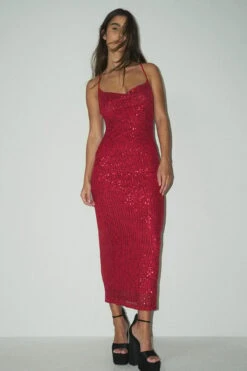 Robe Midi à Paillettes -Lady Doux Soldes Magasin nakd waterfall sequin midi dress 1017 001889 0004 1