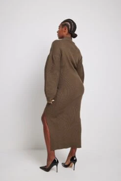 Robe Mi-longue En Tricot -Lady Doux Soldes Magasin nakd wide sleeve fine knitted midi dress 1100 006670 0017 12921