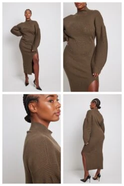 Robe Mi-longue En Tricot -Lady Doux Soldes Magasin nakd wide sleeve fine knitted midi dress 1100 006670 0017 12940 collage