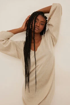 NA-KD Robe Longue En Maille à Manches Larges -Lady Doux Soldes Magasin nakd wide sleeve knitted lurex maxi dress 1100 006372 0005 5693