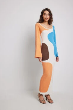 Robe Longue En Jacquard De Laine Mélangée -Lady Doux Soldes Magasin nakd wool blend jacquard knitted maxi dress 1100 006511 0541 4785