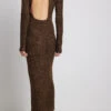Robe Longue En Maille à Dos Ouvert, Mélange De Laine