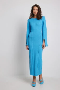 Robe Longue En Laine Mélangée à Manches Larges -Lady Doux Soldes Magasin nakd wool blend wide sleeve maxi dress 1100 006460 0003 4815 copy