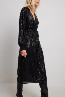 Robe Portefeuille à Paillettes -Lady Doux Soldes Magasin nakd wrap sequin dress 1017 002012 0002 0726
