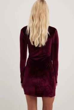 Robe Portefeuille Courte En Velours -Lady Doux Soldes Magasin nakd wrap velvet mini dress 1017 002186 0212 14863