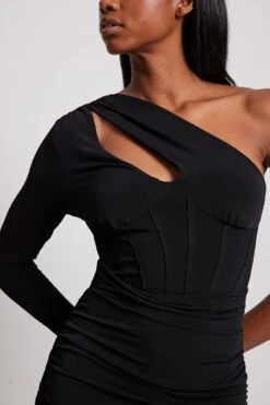 Robe Corset Mi-longue Asymétrique -Lady Doux Soldes Magasin one shoulder corset midi dress 1017 002001 00024507