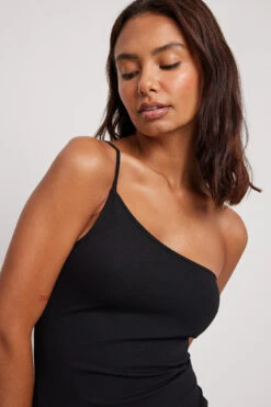 Robe Midi Une épaule -Lady Doux Soldes Magasin one shoulder slit dress 1017 001827 00022146