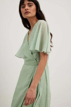 Robe Mi-longue à Manches Courtes 7 Robe Mi-longue à Manches Courtes -Lady Doux Soldes Magasin overlap short sleeve midi dress 1014 001512 8506 34970