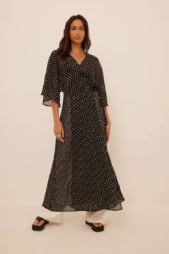 Robe Caftan -Lady Doux Soldes Magasin overlap tie caftan dress 1014 001450 12850763