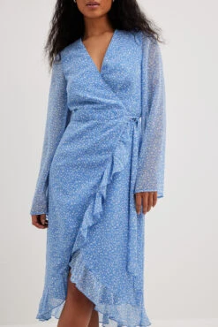 Robe Portefeuille Mi-longue Nouée à La Taille -Lady Doux Soldes Magasin overlap tie waist midi dress 1014 001547 227127568