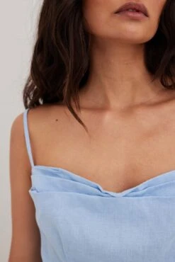 Robe Portefeuille En Lin à Décolleté En Cascade 19 Robe Portefeuille En Lin à Décolleté En Cascade -Lady Doux Soldes Magasin overlap waterfall linen dress 1017 001457 00037913