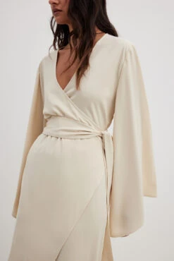 Robe Portefeuille Mi-longue Nouée -Lady Doux Soldes Magasin overlapped tie detail midi dress 1797 000038 03016270