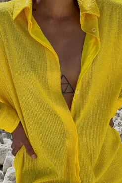 Robe Chemise Oversize à Sequins -Lady Doux Soldes Magasin oversized sequin shirt dress 1017 001565 0024 01