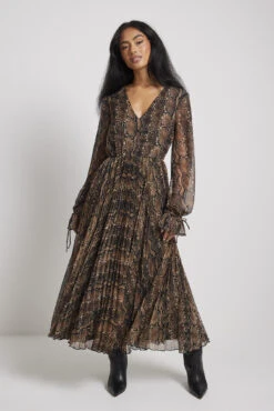 Robe Mi-longue Plissée à Volants 6 Robe Mi-longue Plissée à Volants -Lady Doux Soldes Magasin pleated frill detail midi dress 1014 001467 06574040